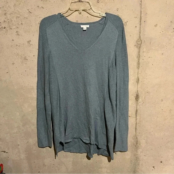 J Jill Tunic Woman’s V Neck Long Sleeve Blue Sweater Size Medium M - Picture 1 of 8
